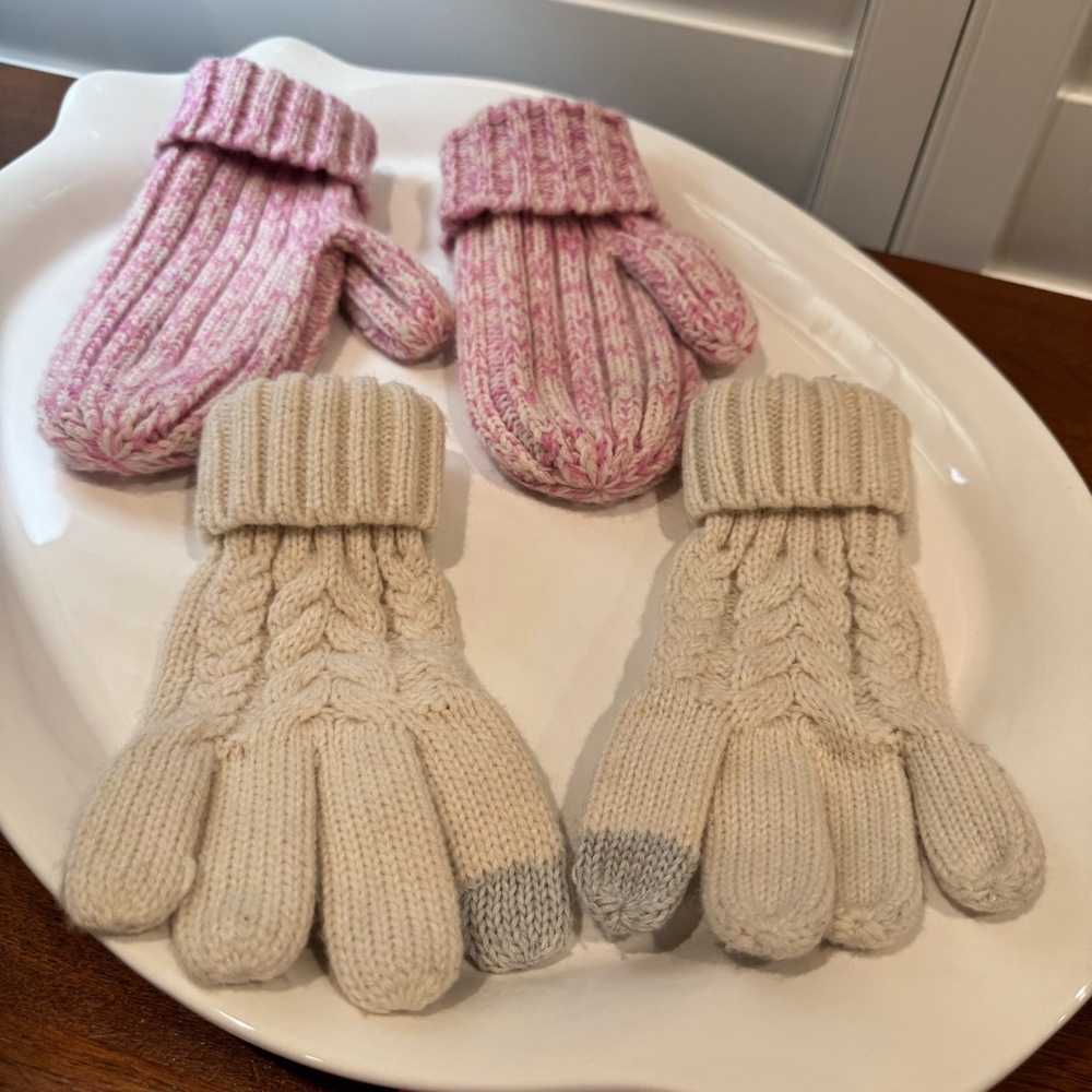 Gap Cozy Kids' Mittens Set - Pink and Cream